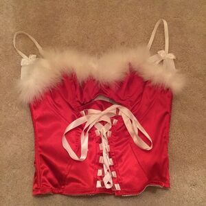 Shirley of Hollywood Red and White Corset Chemise Lingerie